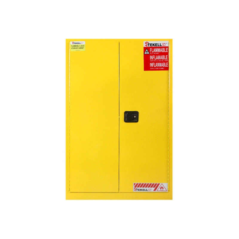 Flammable Safety Cabinet, 90 Gallon, Yellow, Double Door, Manual/Self-closing Door Type (90 Gal/340 L)