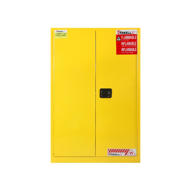 Flammable Safety Cabinet, 45 Gallon, Yellow, Double Door, Manual/Self-closing Door Type (45 Gal/170 L)