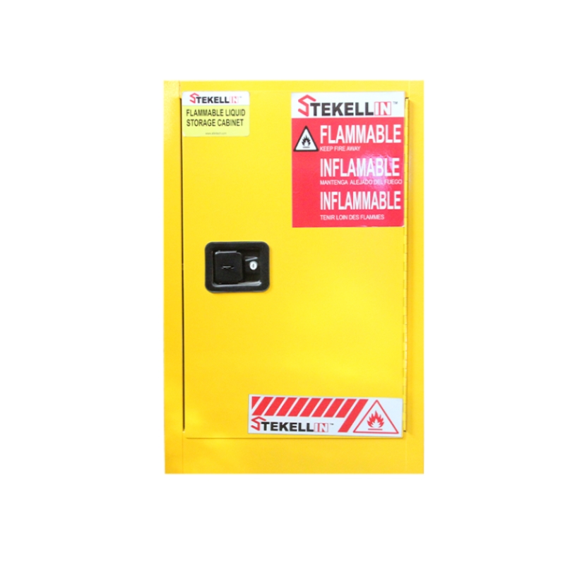 Compact Flammable Safety Cabinet, 12 Gallon, Yellow, Manual/Self-closing Door Type (12 Gal/45 L)