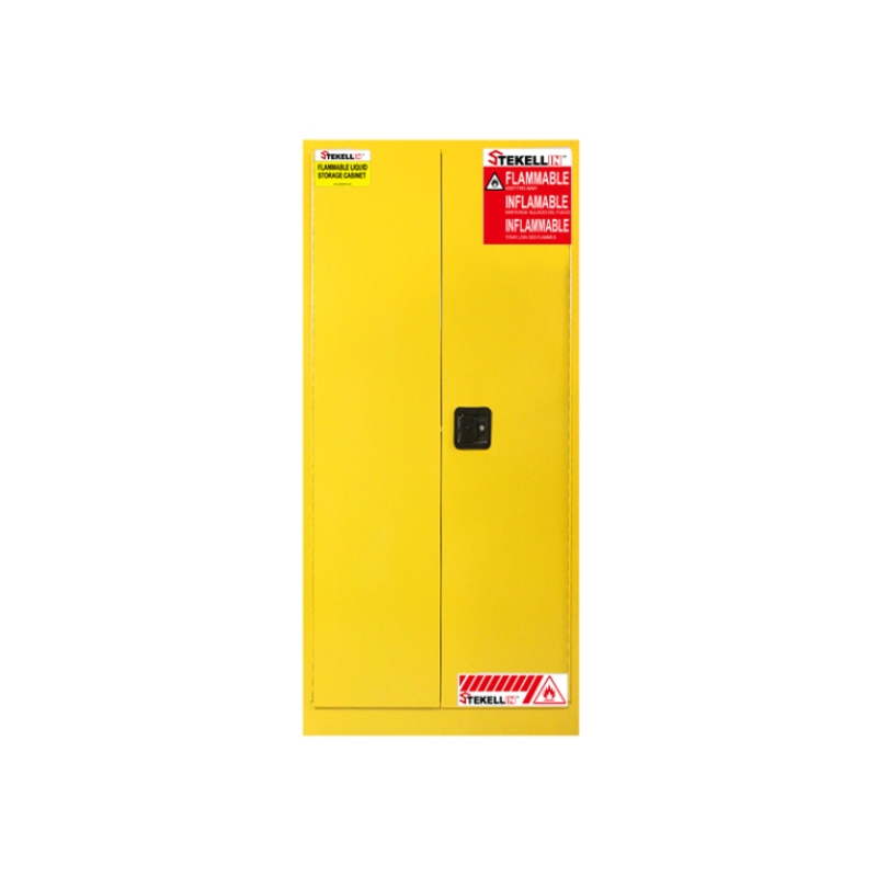 Flammable Safety Cabinet, 60 Gallon, Yellow, Double Door, Manual/Self-closing Door Type (60 Gal/227 L)