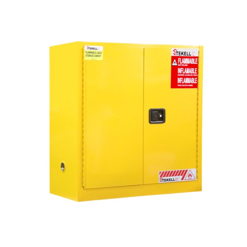 Flammable Safety Cabinet, 30 Gallon, Yellow, Double Door, Manual/Self-closing Door Type (30 Gal/114 L)