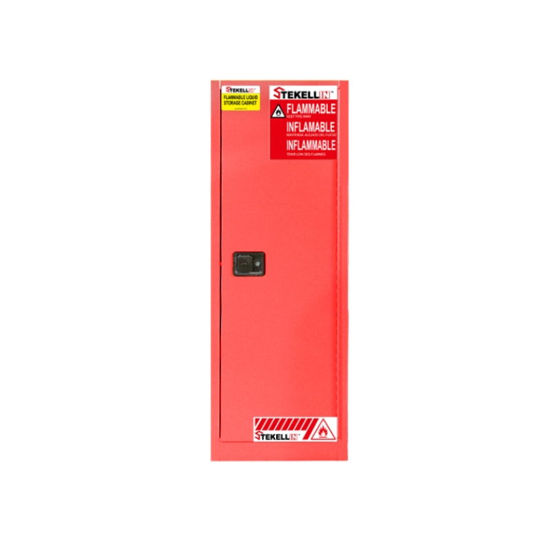 Slimline Combustible Safety Cabinet, 22 Gallon, Red, Manual/Self-closing Door Type (22 Gal/83 L)