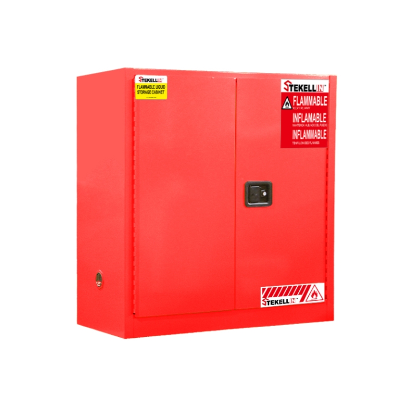 Combustible Safety Cabinet, 30 Gallon, Red, Double Door, Manual/Self-closing Door Type (30 Gal/114 L)