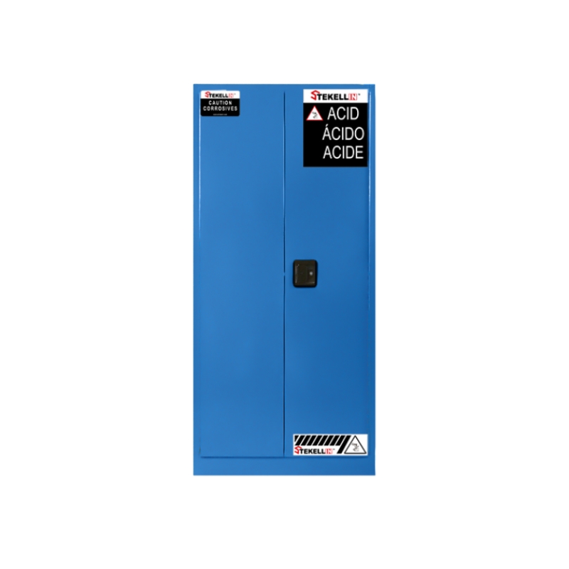 Corrosive/ Acid Safety Cabinet, 60 Gallon, Blue, Double Door, Manual/Self-closing Door Type (60 Gal/227 L)