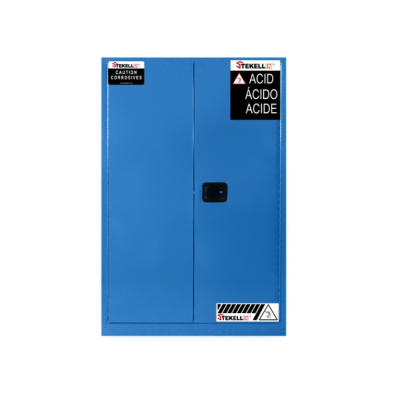 Corrosive/ Acid Safety Cabinet, 90 Gallon, Blue, Double Door, Manual/Self-closing Door Type (90 Gal/340 L)