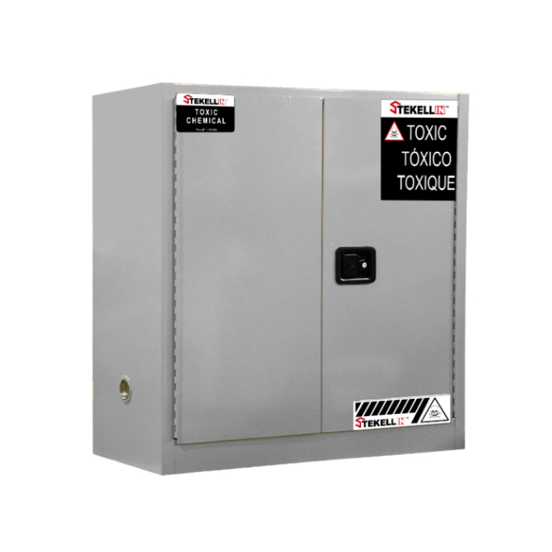 Toxic Safety Cabinet, 30 Gallon, Grey, Double Door, Manual/Self-closing Door Type (30 Gal/114 L)