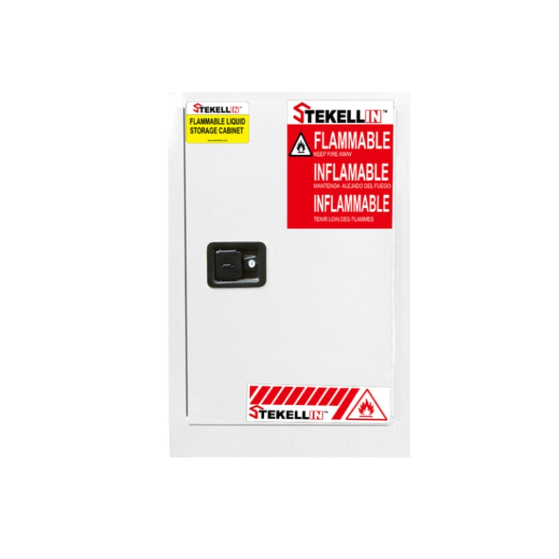 Compact Flammable Safety Cabinet, 12 Gallon, White, Manual/Self-closing Door Type (12 Gal/45 L)