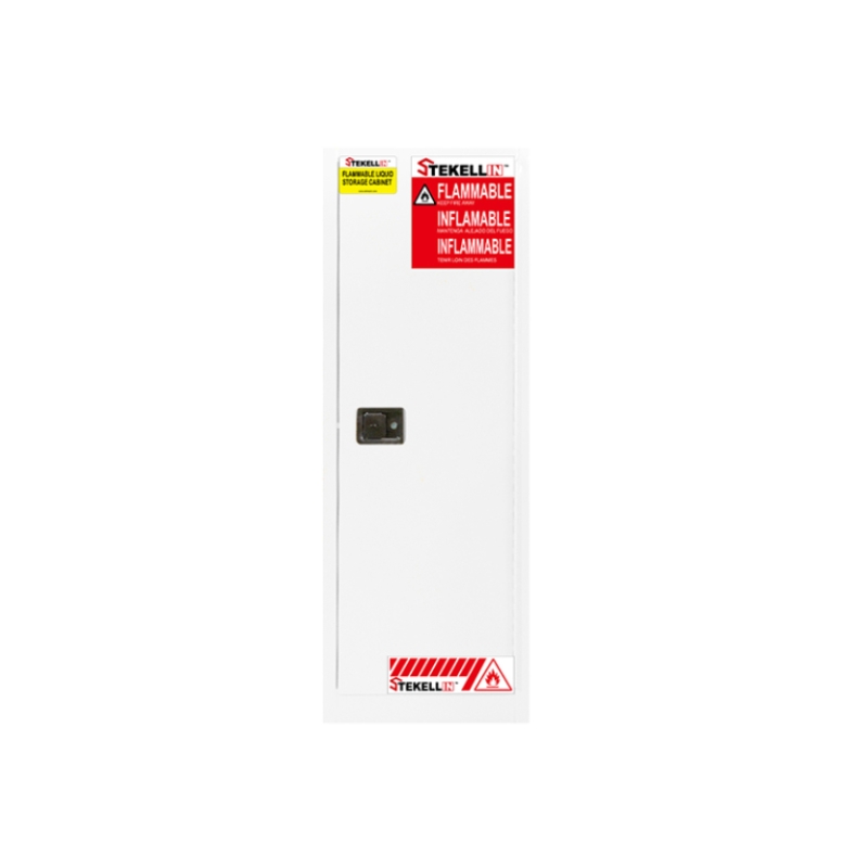 Slimline Flammable Safety Cabinet, 22 Gallon, White, Manual/Self-closing Door Type (22 Gal/83 L)