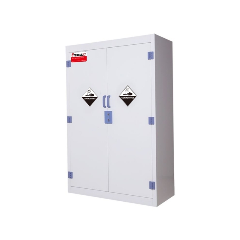 PP Strong Corrosive Storage Cabinet, White, Double Door Type (45 Gal/170 L)