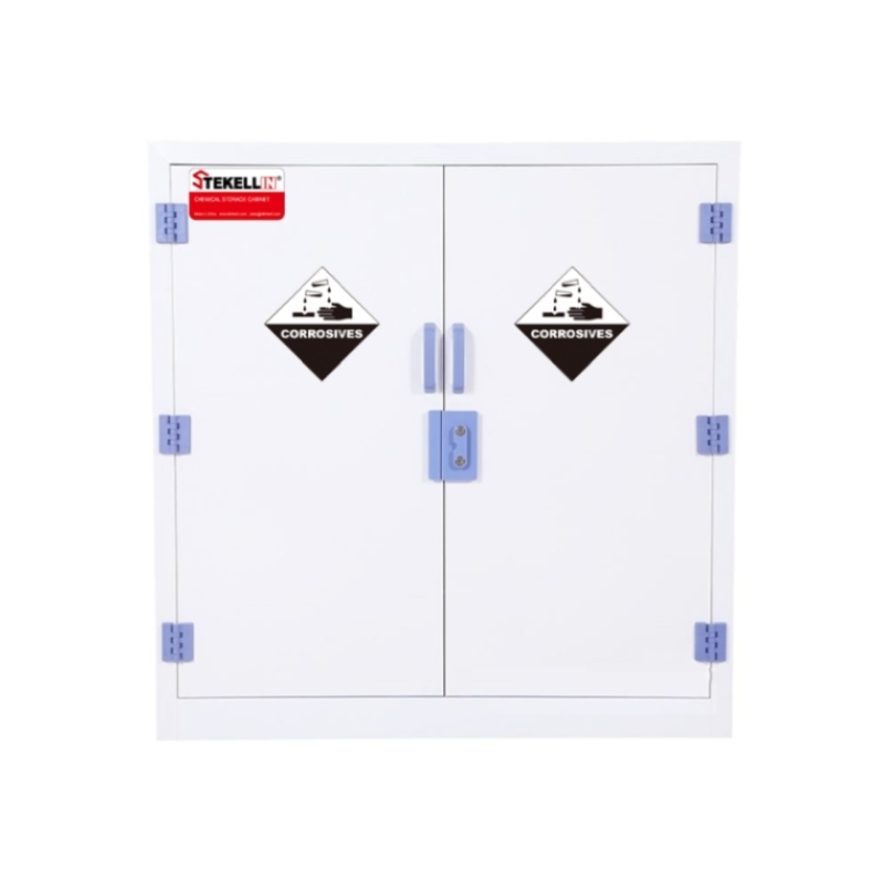 PP Strong Corrosive Storage Cabinet, White, Double Door Type (30 Gal/114 L)