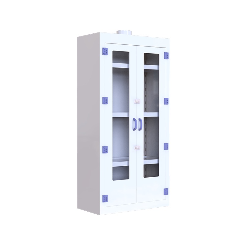 PP Medicine/ Reagent Storage Cabinet, White, Double Doors Type, No Visible Windows/ With 2 Visible Windows