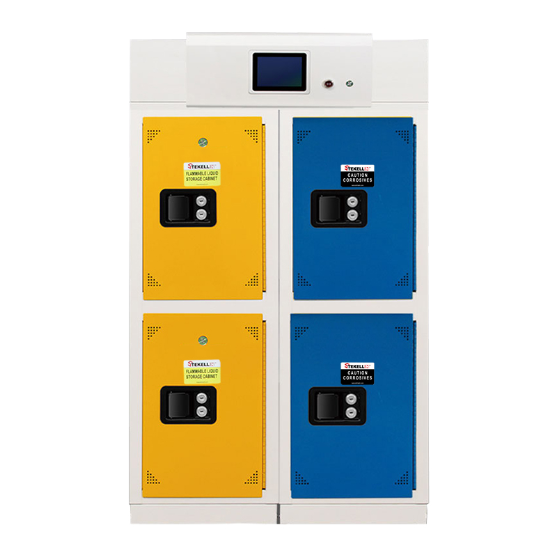 Smart Partitioned Chemicals Storage Cabinet, with Yellow/Red/ Blue/ White Optional Combination Colors , 2 Grids and 2 Columns, with Filters
