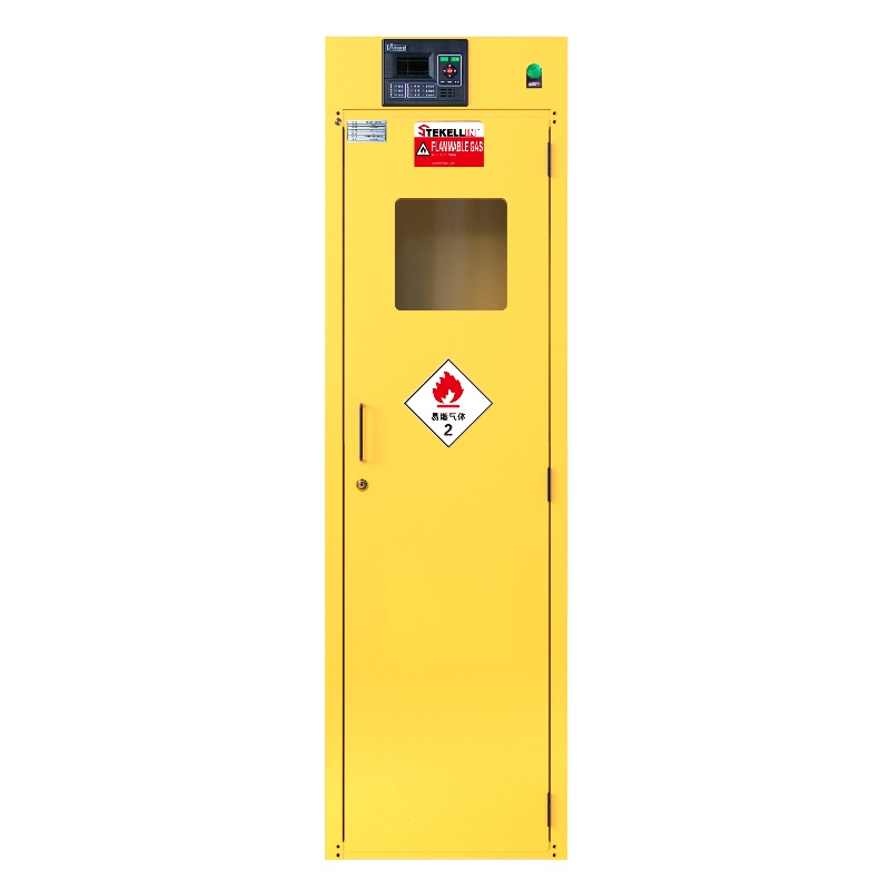 Gas Cylinder Storage Cabinets, Flammable Gas Storage, Yellow, Manual Door Type/ 1 Vertical Gas Cylinder