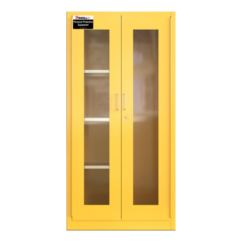 Emergency Equipment Cabinets (PPE Cabinet), Yellow, Double Doors/ Manual Door Type/ Height 1800mm/ With Visible Window