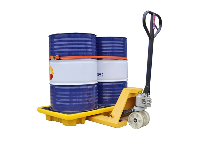 PE Spill Containment Deck With Drain, Yellow/Black, Height 150mm, for 2 Drums